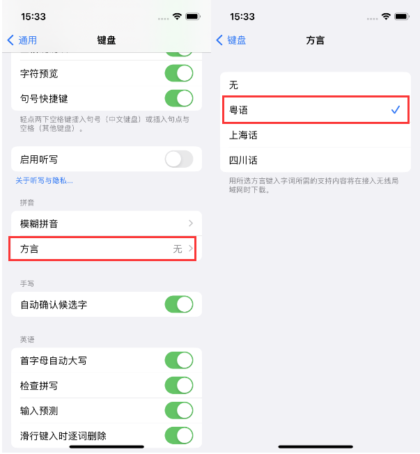 九合垸原种场苹果14服务点分享iPhone 14plus设置键盘粤语方言的方法 