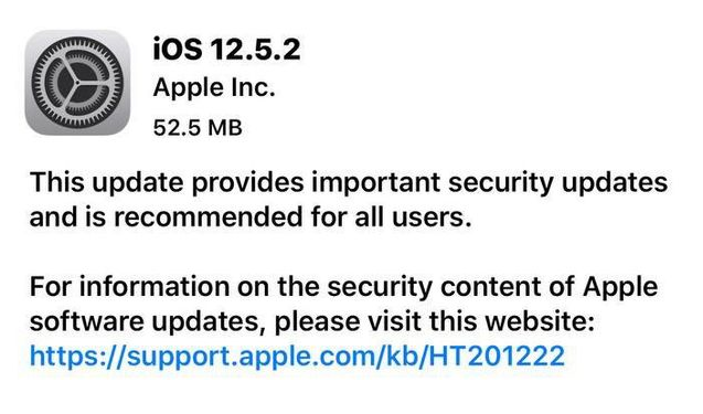 九合垸原种场苹果手机维修分享iOS12.5.2发布，建议所有老苹果用户安装 
